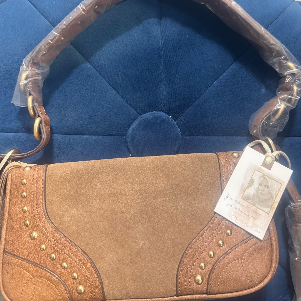 Jessica Simpson Tan Studded Shoulder Bag